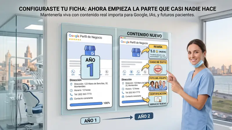 Dentista muestra el proceso de mantener actualizada la ficha de Google mi negocio.
